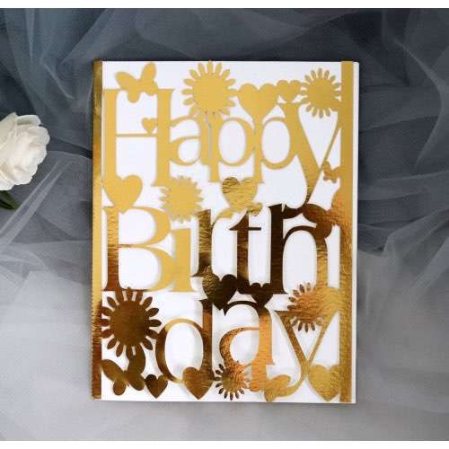 Golden Birthday Card  Holiday Greeting Card Customization Happy Birthday